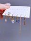 Fashion Gold Plated Brass Set With Zirconia Heart Bow Claw Chain Earrings Set