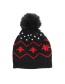 Fashion Black Red Acrylic Dinosaur Print Knit Pullover Hat（for children)