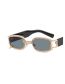 Fashion Bright Black Full Gray-inner Ring Small Square Diamond Sunglasses
