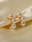 Fashion Gold Titanium Pearl C-hoop Earrings