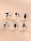 Fashion 6#silver Titanium Steel Set Zirconium Geometric Pierced Stud Earrings
