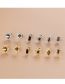 Fashion 6# Gold Titanium Steel Set Zirconium Geometric Pierced Stud Earrings