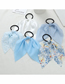 Fashion Blue Fabric Floral Long Tail Bow Hair Tie Set