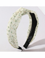 Fashion White And Green Fabric Print Knotted Wide-brimmed Headband