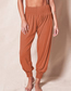 Fashion Brown Cotton High-waisted Belted Trousers