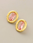 Fashion Pink Bronze Zirconium Round Stud Earrings