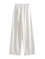 Fashion Light Grey Polyester High Waist Straight Trousers