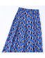 Fashion Blue Polyester Print Straight-leg Trousers
