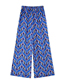 Fashion Blue Polyester Print Straight-leg Trousers