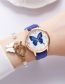 Fashion Red Pu Butterfly Beads Round Dial Watch