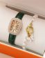 Fashion Green Rectangular Dial Belt Watch