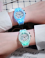 Fashion Cartoon Rabbit Light Blue Pu Geometric Round Dial Watch