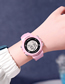 Fashion Pink Pu Geometric Round Dial Watch