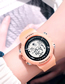 Fashion Matcha Pu Geometric Round Dial Watch