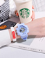 Fashion 929 Light Blue Pu Geometric Round Dial Watch