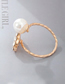 Fashion Gold Alloy Diamond Heart Pearl Open Ring