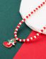 Fashion Red Socks Alloy Rice Beads Drop Oil Christmas Stocking Necklace