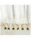 Fashion P1244-brown Green Necklace-37cm Titanium Steel Pearl Beaded Square Zirconia Ot Buckle Necklace