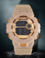 Fashion 591-99f Matcha Gold Pu Geometric Round Dial Watch