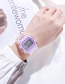 Fashion Rose Gold Pu Geometric Square Dial Watch