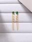 Fashion White Micro -inlaid Water Drop -shaped Chain Earrings Copper Inlaid Water Droplet Chain Chain Strub