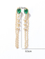 Fashion Red Micro -inlaid Water Droplet -shaped Earrings Copper Inlaid Water Droplet Chain Chain Strub