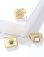 Fashion Color Micro -inlaid White Square Ring Brass-set Square Diamond Ring