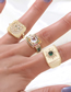 Fashion Color Micro -inlaid White Square Ring Brass-set Square Diamond Ring