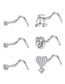 Fashion L Rod 6-piece Set (2 Sets) Titanium Steel Inlaid Zirconium Heart Flower Geometric Piercing Nose Ring Set