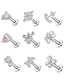 Fashion Alphabet Zircon (set Of 7) Titanium Steel Inlaid Zirconium Letter Heart Piercing Stud Earrings