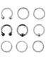 Fashion Card Ball Ring Black 1.2*10 (5pcs) Stainless Steel Ball Ring Piercing Nose Ring