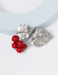 Fashion Silver Alloy Leaf Red Fruit Brooch