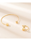 Fashion Gold Alloy Geometric Small Square Open Bracelet Ring Set