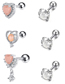 Fashion Silver Set (3 Sets) Titanium Diamond Heart Piercing Stud Earrings