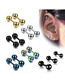 Fashion 0.8*6*4 Color (10) Stainless Steel Barbell Double-ended Ball Piercing Stud Earrings