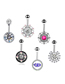 Fashion White (5 Pieces) Titanium Steel Diamond Geometric Piercing Belly Button Nails