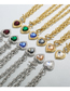 Fashion Fuchsia-gold-2 Titanium Steel Heart Crystal Necklace Bracelet Stud Earrings Set
