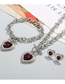 Fashion Grey-gold Titanium Steel Heart Crystal Necklace Bracelet Stud Earrings Set