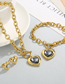 Fashion Blue-silver-2 Titanium Steel Heart Crystal Necklace Bracelet Stud Earrings Set