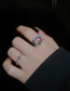 Fashion Ring - Pink (double Heart) Zirconium Heart Double Open Ring In Metal