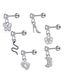 Fashion Set 2 (3 Sets) Stainless Steel Zirconium Geometric Pierced Stud Earrings Set