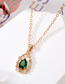 Fashion Green Openwork Drop Necklace Geometric Pear Shape Necklace