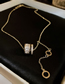 Fashion 15#necklace-golden (vermiculite Cylindrical) Metal Inlaid Geometric Y -shaped Necklace