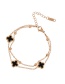 Fashion Rose Gold + Black Titanium Steel Double Shell Clover Bead Bracelet