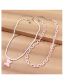 Fashion Color Resin Bear Rice Beaded Chain Double Layer Necklace