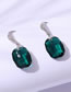 Fashion Green Geometric Square Crystal Stud Earrings