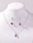 Fashion Purple Geometric Heart Crystal Drop Necklace Set