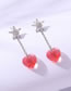 Fashion Pink Geometric Star Heart Crystal Earrings