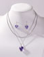 Fashion Blue Geometric Love Crystal Necklace Stud Earrings Set
