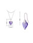 Fashion Purple Geometric Love Crystal Necklace Stud Earrings Set